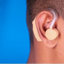 ear with a hearing aid